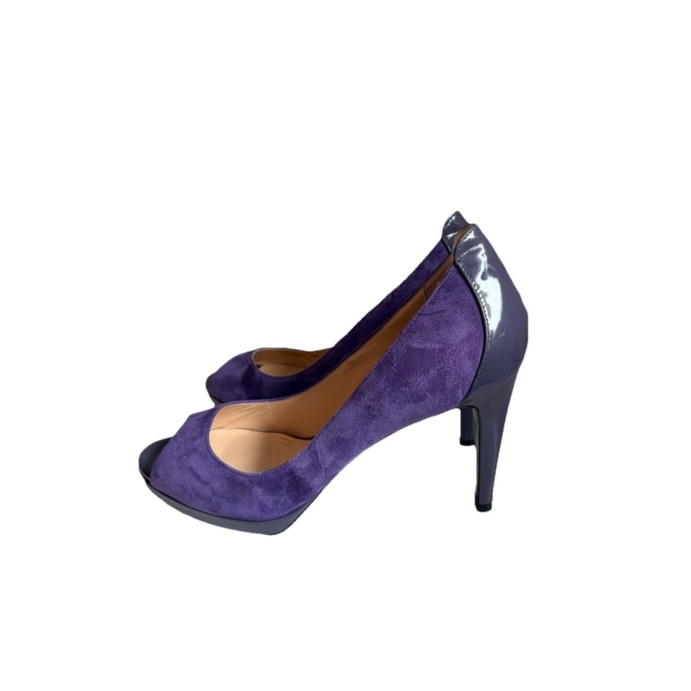 Cole Haan Nike Air Purple Suede Peep Toe Platform Pumps Heels D38351 Womens 8.5B - Picture 5 of 11